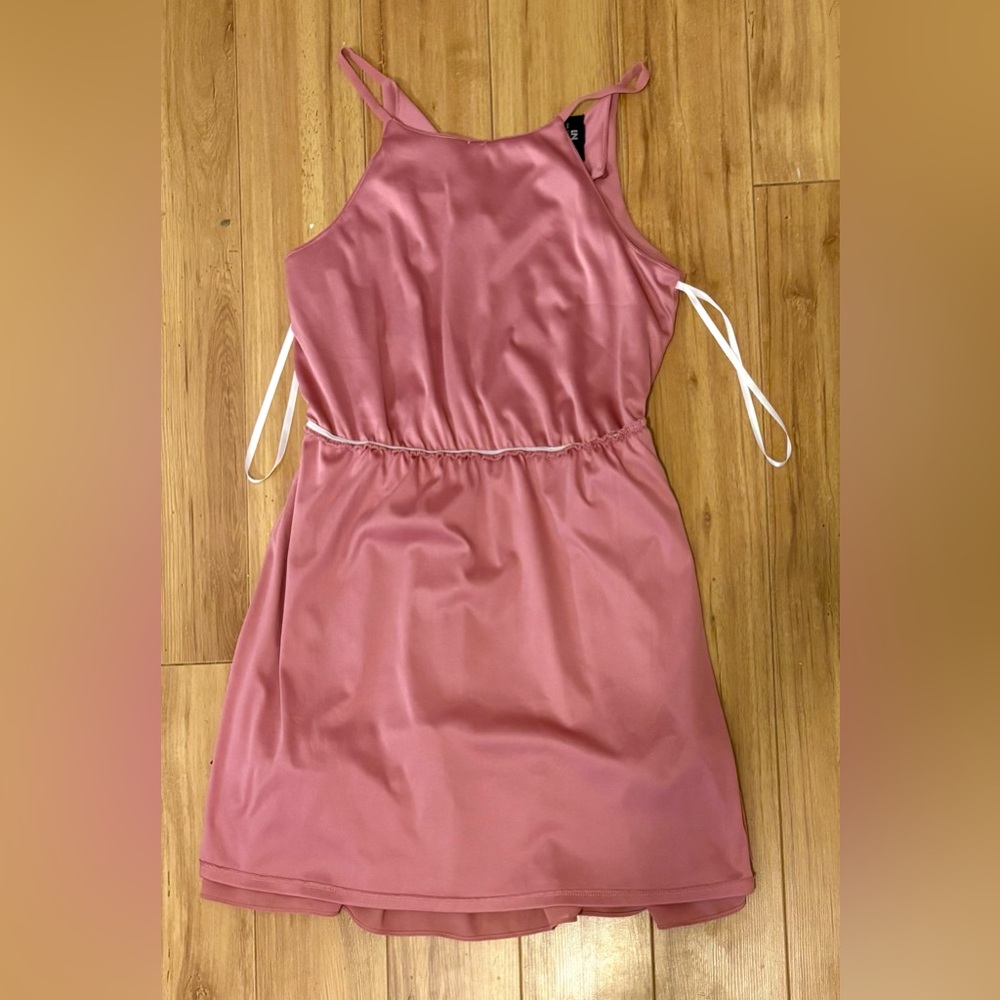 I.N. San Francisco, Rose Pink Mini Halter Dress with Fitted Elastic Waist Size S - Picture 4 of 11
